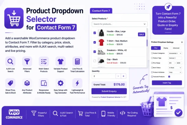 Product Dropdown Selector for Contact Form 7 WooCommerce plugin
