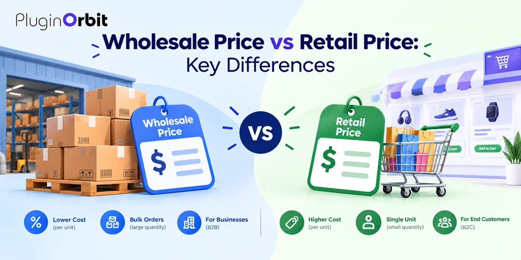 Wholesale vs retail pricing comparison showing bulk orders and individual purchases.
